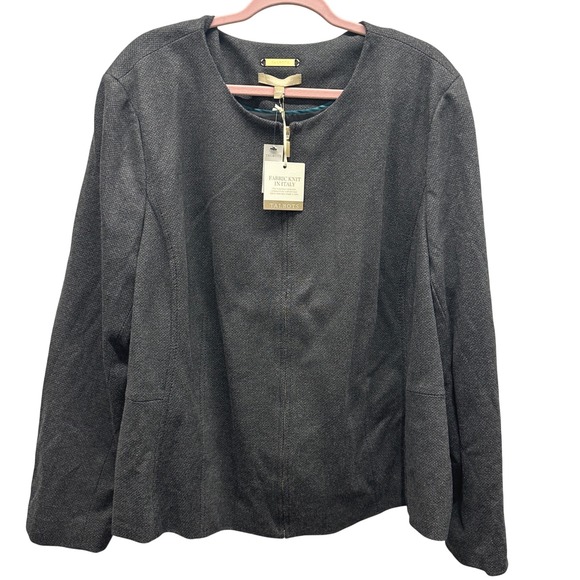 Talbots Women's Blazer Jacket Knit Italian Fabric Gray Size 24W Plus Career Zip - Picture 1 of 6